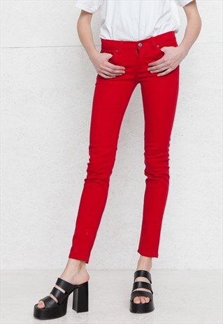 VINTAGE RED CHEAP MONDAY DENIM JEANS