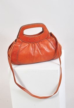 Vintage 90s real leather bag in brown