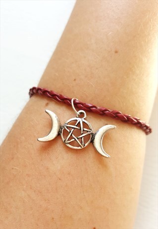 PENTAGRAM CHARM BRACELET DEEP RED