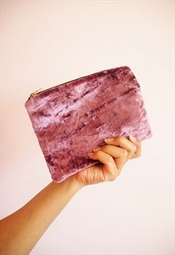Dusty Pink Velvet Makeup Bag