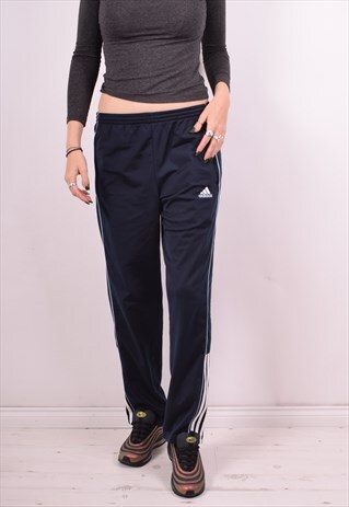 ADIDAS WOMENS VINTAGE TRACKSUIT TROUSERS W26 L30 BLUE 90S