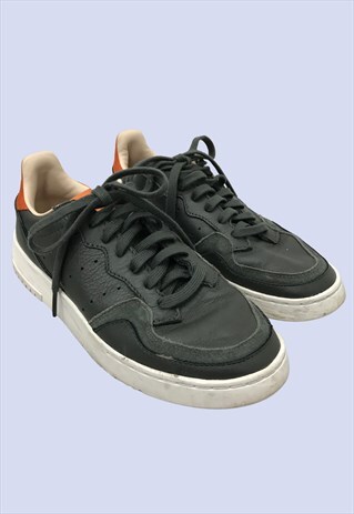 BLACK ORANGE LEATHER SUEDE LOW LACE UP CASUAL TRAINERS