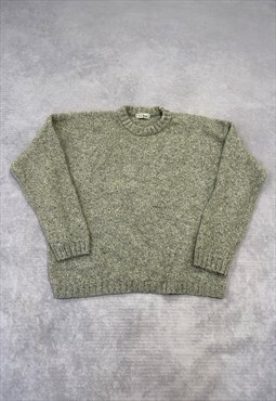 L.L.Bean Knitted Jumper Patterned Grandad Chunky Sweater