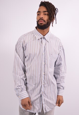 VINTAGE TOMMY HILFIGER SHIRT STRIPES BLUE