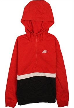 Vintage 90's Nike Hoodie Swoosh Quater Zip Red XLarge