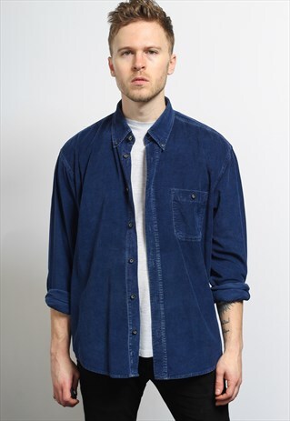 VINTAGE CORDUROY CORD SHIRT BLUE