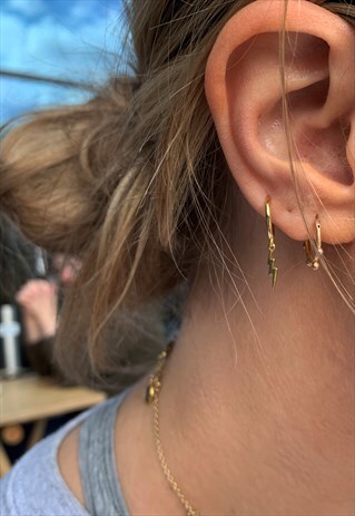 Lighting Bolt Hanging Earring Gold Lighting Bolt Hanging Earring Gold