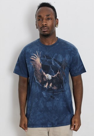 VINTAGE TIE-DYE EAGLE PRINT T-SHIRT MEDIUM