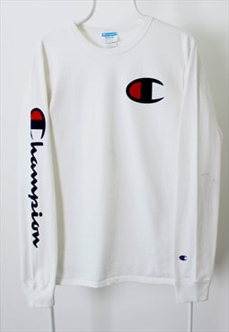 Champion cotton Shirt / Jumper in White colour, Vintage.