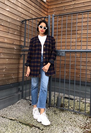 VINTAGE OVERSIZED CHECKED BLAZER