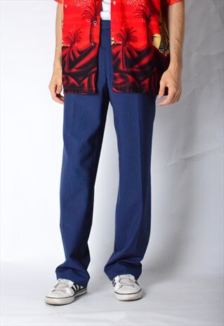 VINTAGE 90S NAVY BLUE STRIPED PANTS