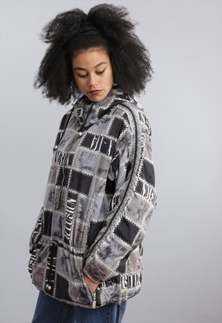 VINTAGE ABSTRACT PRINT SKI JACKET X349