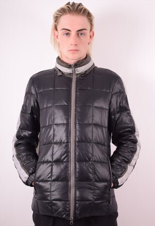 ARMANI JEANS MENS VINTAGE PADDED JACKET MEDIUM BLACK 90S