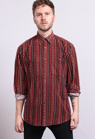 VINTAGE CORDUROY CORD STRIPED SHIRT