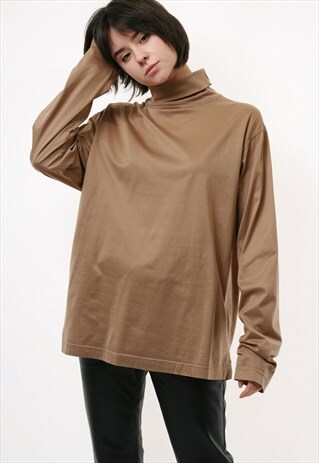 80S VINTAGE COTTON JUMPER SWEATER TURTLENECK TOP 18093