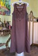 LINEN BROWN MIDI DRESS, SLEEVELESS PURE LINEN SUMMER DRESS