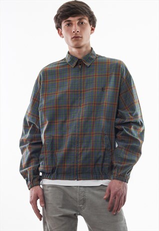 VINTAGE YVES SAINT LAURENT HARRINGTON 90S ORANGE BLUE CHECK