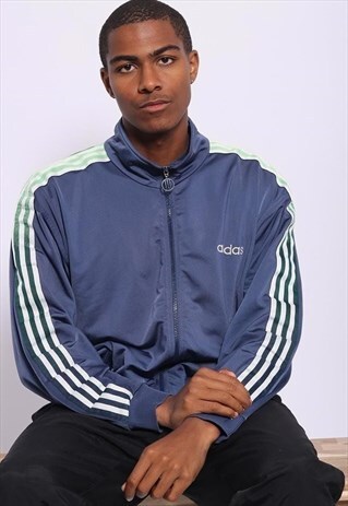 VINTAGE ADIDAS 3 STRIPE LOGO TRACK JACKET BLUE