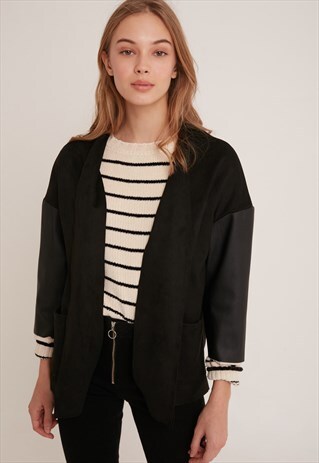 JACKET IN SUEDE EFFECT - BLACK