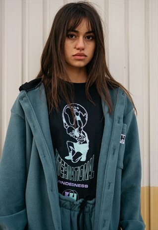 HANDMADE FLEECE IN GREEN WITH HOODIE AND BUTTONS
