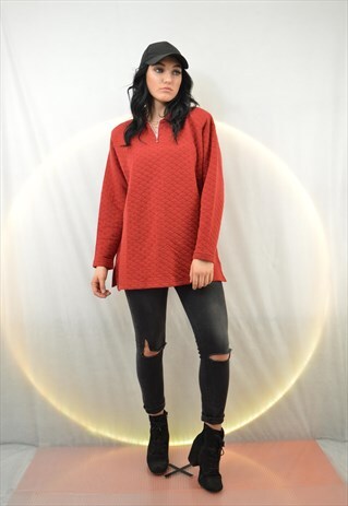 RED VINTAGE 1/4 ZIP SWEATSHIRT