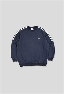 Vintage 90s Adidas Embroidered Logo Sweatshirt in Navy