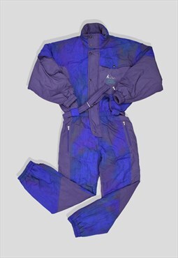 Vintage 1980s Crazy Abstract Pattern Ski Snow Suit in Purple