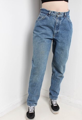 VINTAGE 90'S STONE WASH HIGH WAISTED MOM JEANS BLUE W29