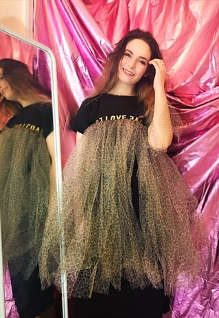 LEOPARD PRINT TULLE SKIRT WITH MULTI DESIGN USE