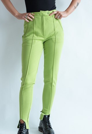VINTAGE 80S FUNKY SKINNY TROUSERS IN GREEN
