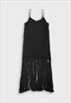 PINKO BLACK FRINGED '90S SLIP DRESS