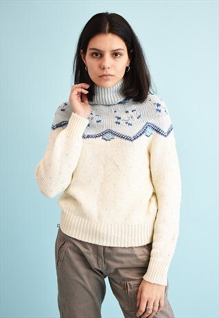 Y2K ICELANDIC PATTERN TURTLENECK KNIT JUMPER