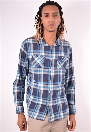 MENS VINTAGE FLANNEL SHIRT LARGE MULTI CHECK 90S