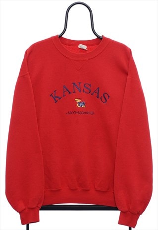 Vintage NCAA Kansas Jayhawks Red Sweatshirt Womens