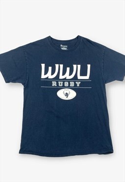Vintage champion wwu rugby t-shirt navy blue large BV16681