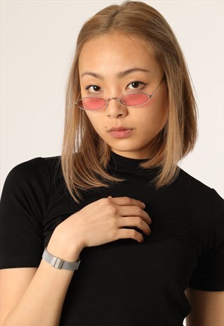VINTAGE STYLE PINK SMALL OVAL SUNGLASSES