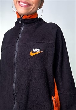 Black Orange 90s NIKE Embroidered Swoosh Fleece Sweatshirt