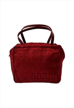 Fendi Handbag Bag Zucchino FF Logo Square Red Vintage