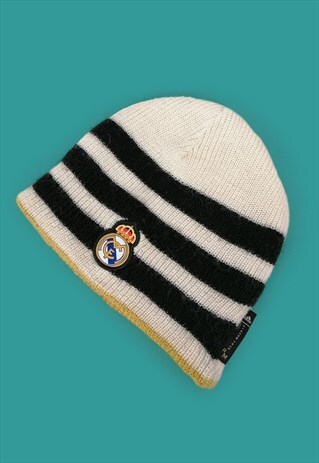 VINTAGE 90'S ADIDAS REAL MADRID FOOTBALL FAN WOOL HAT BEANIE