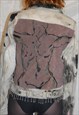 BLEACHED FEMALE FIGURE DENIM AND SUEDE JACKET SIZE 8
