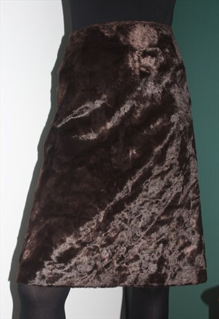 VINTAGE 90' BEAUTIFUL COOL BROWN FUR SKIRT