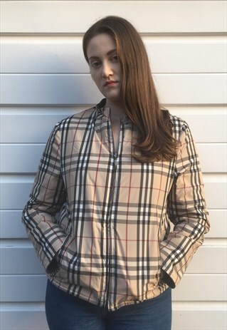 WOMENS BURBERRY REVERSIBLE JACKET GREY FLEECE NOVA CHECK TOP