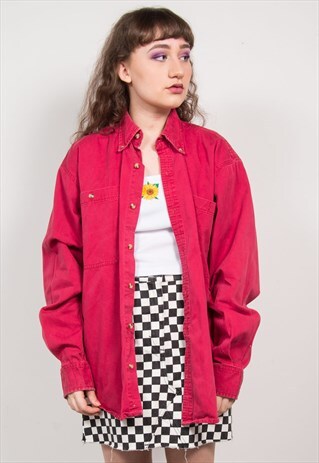 VINTAGE 90'S RED DENIM OVERSIZED SHIRT