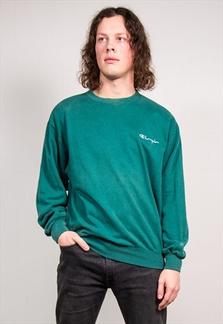 VINTAGE 90'S TURQUOISE CHAMPION SWEATSHIRT JUMPER