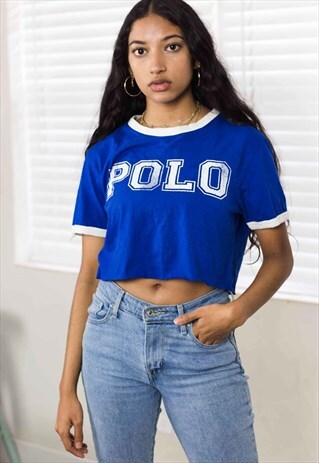VINTAGE RALPH LAUREN REWORKED CROP TOP LOGO 90S ONE SIZE 3.2