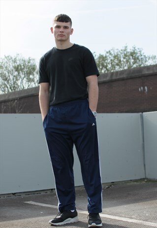 VINTAGE NAVY ADIDAS POPPER JOGGERS