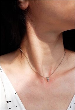 Cross Layered Chain Necklace Women Sterling Silver Necklace