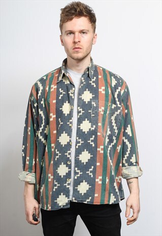 VINTAGE AZTEC PATTERNED SHIRT