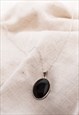 BLACK ONYX GEMSTONE PENDANT NECKLACE IN STERLING SILVER