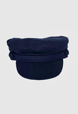 New Vintage Style Blue Wool Mix Baker Boy Fiddler Hat L
